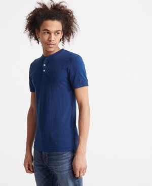 Superdry Heritage Rövidujjú Henley Férfi Pólók Kék | YAIWV0371